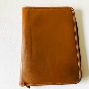 Vintage Coach Leather Portfolio Day Planner Ring Binder Brown 1990s Y2K 11"x8"